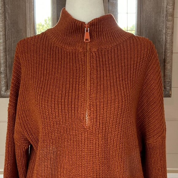 Loose Fit Pullover Fall Mock Turtleneck Rust Sweater Womens Sz S - Picture 3 of 7
